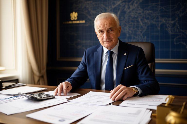 Doradca podatkowy Maplora analizujący dokumenty w eleganckim biurze